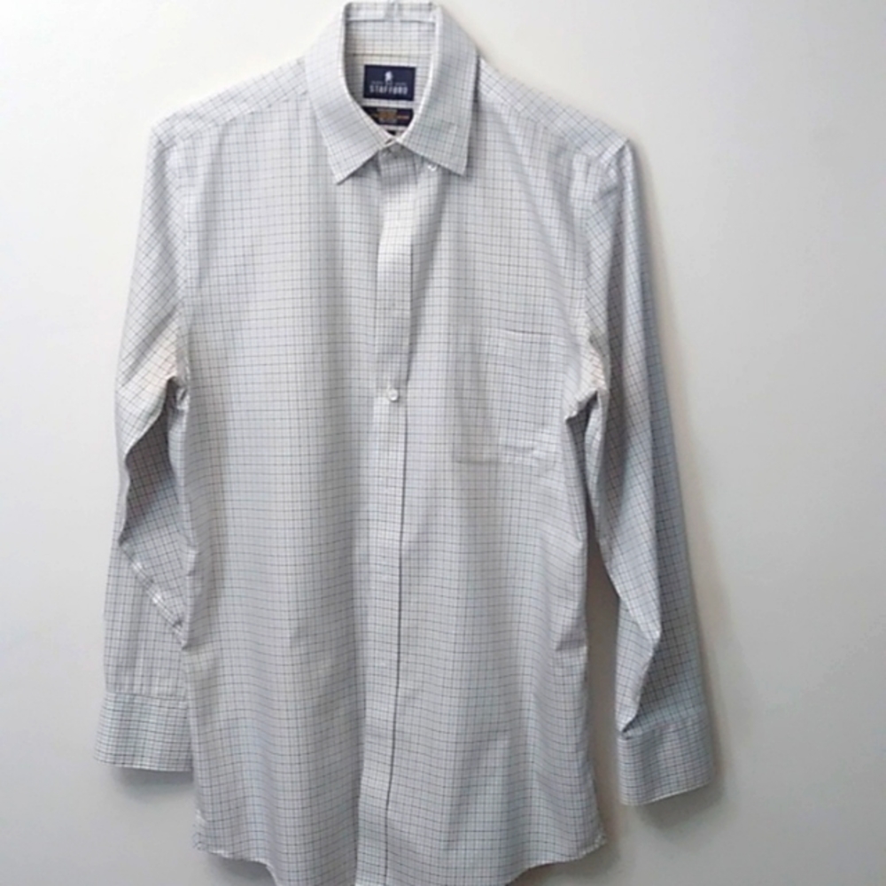 Stafford Executive Cotton Pinpoint Oxford, Black/Gray, 15-1/2 / 32-33